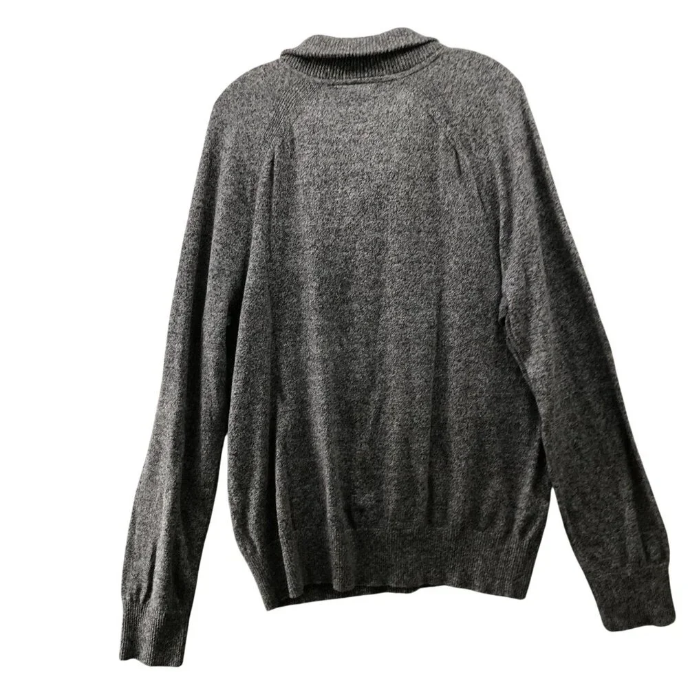 Banana Republic Shawl Collar Sweater‎ Mens XL Heather Gray Wool Cotton Pullover